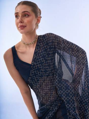 LAXMINAM OP-497 DESIGNER SITARA CHIFFON SAREE WHOLESALER IN INDIA